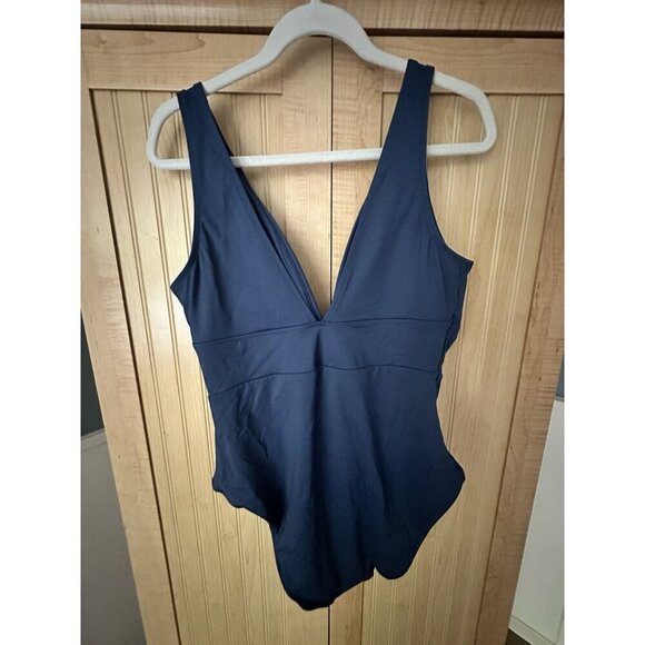 Tommy Bahama Palm Modern V-Neck One-Piece Swimsuit Size 16 -Blue -Worn Once! - Picture 2 of 6